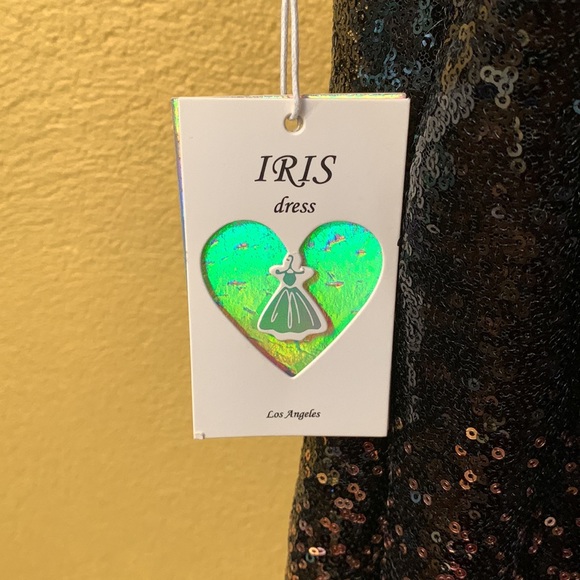 Sequin Black and Gold Spaghetti Strap Dress, NWT, Size Medium, Lined, 100% Poly - Picture 3 of 3